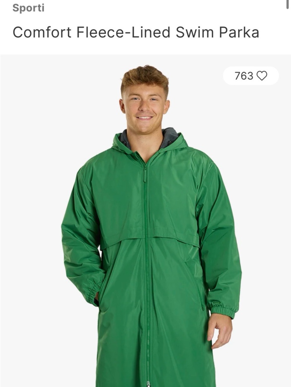 Sporti Green Fleece-Lined Men's Swim Raincoat